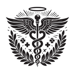 CADUCEUS SYMBOL silhouette vector illustration 