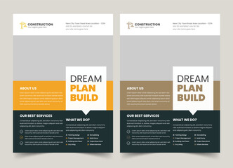 Construction Business Flyer Template, a4 flyer template, Clean Construction Flyer, Business Corporate Flyer