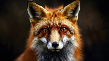 Fototapeta premium Red fox on dark background. 