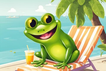frog sitting on the beach