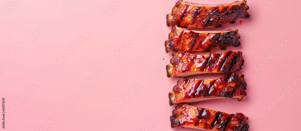 Poster chicken ribs isolated on pastel background food isolated. with copy space image. place for adding te