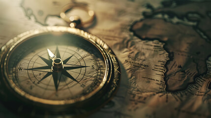 Navigation chart fragment with compass deviation symbol : Generative AI