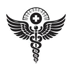 CADUCEUS SYMBOL silhouette vector illustration 