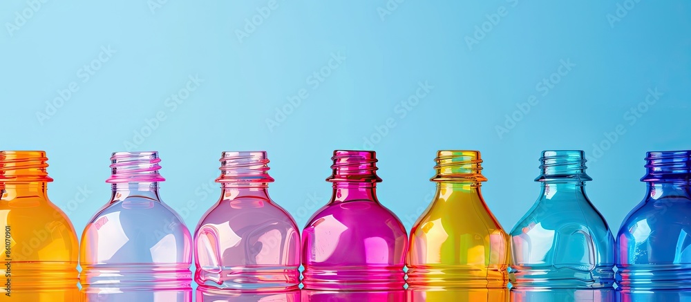 Aufkleber multicolored pet preforms for plastic bottles. Copy space image. Place for adding text or design