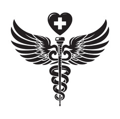 CADUCEUS SYMBOL silhouette vector illustration 