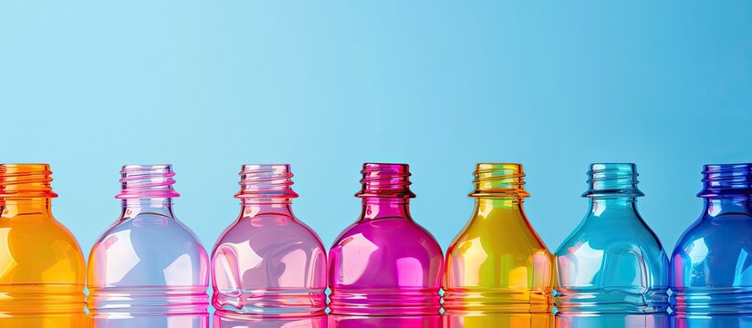 multicolored pet preforms for plastic bottles. Copy space image. Place for adding text or design