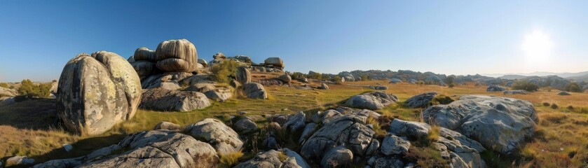 A rocky hillside with a large rock in the foreground