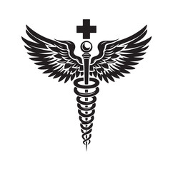 CADUCEUS SYMBOL silhouette vector illustration 