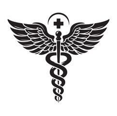 CADUCEUS SYMBOL silhouette vector illustration 