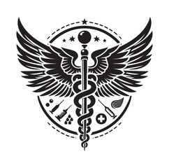 CADUCEUS SYMBOL silhouette vector illustration 