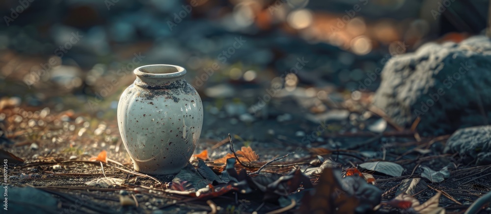 Fototapete Porcelain object on ground. with copy space image. Place for adding text or design