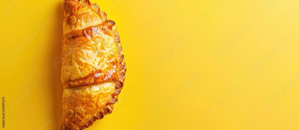 Aufkleber chicken curry puff pastry Isolated on pastel background. with copy space image. Place for adding text or design