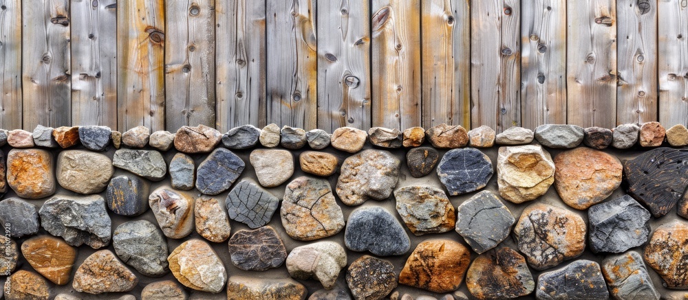 Poster Natural Stone and rock for decorative fence and add more strength. with copy space image. Place for adding text or design