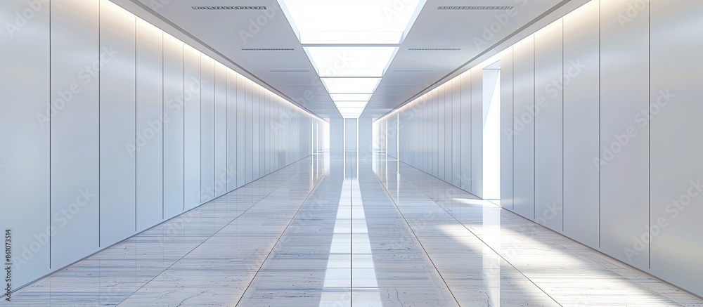 Aufkleber A long empty corridor designed in minimalistic style. with copy space image. Place for adding text or design