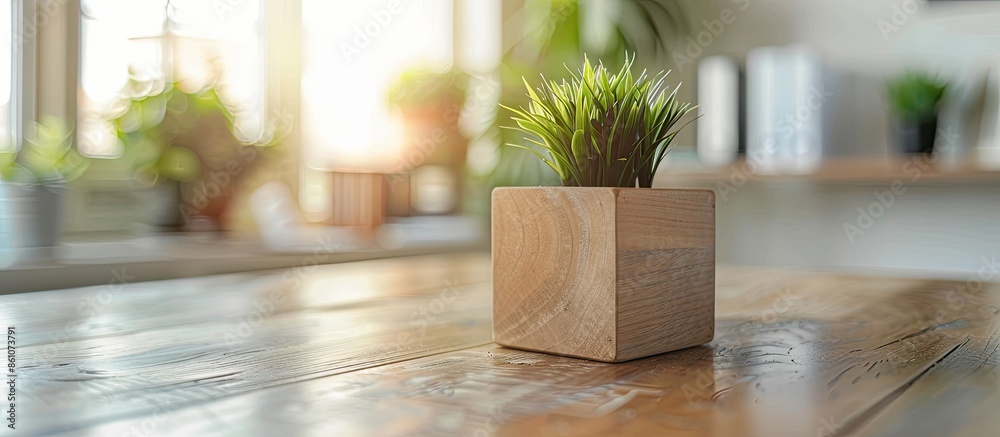 Poster home business written on a wooden cube in a office desk. copy space image. place for adding text or 