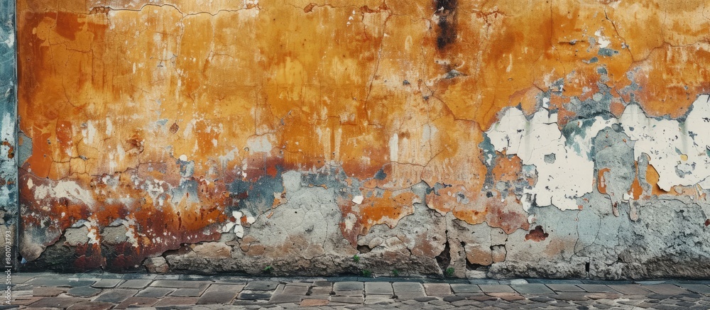 Poster old cracked street wall interior. with copy space image. place for adding text or design