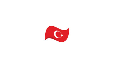 Turkey flag, in wavy design on white.