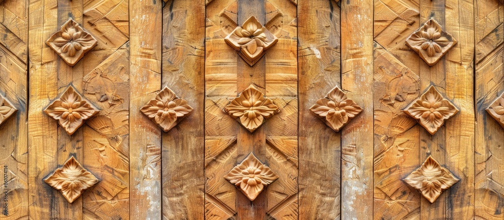 Fototapete wood shera pattern background and texture with building wall. with copy space image. Place for adding text or design