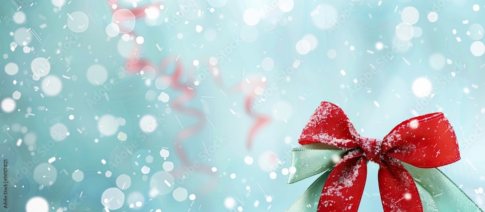 Aufkleber christmas bow on pastel background  Christmas  Design. with copy space image. Place for adding text or design