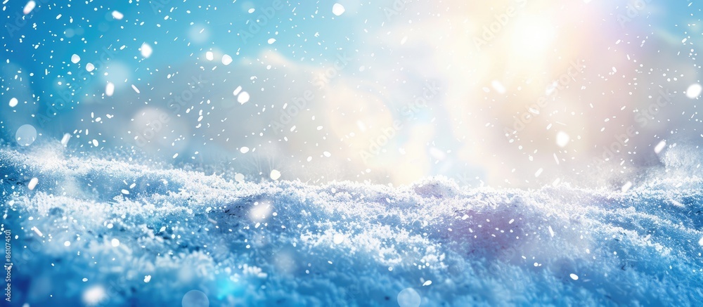 Aufkleber amazing winter landscape - snowfall, sunlight and blue sky. with copy space image. place for adding 