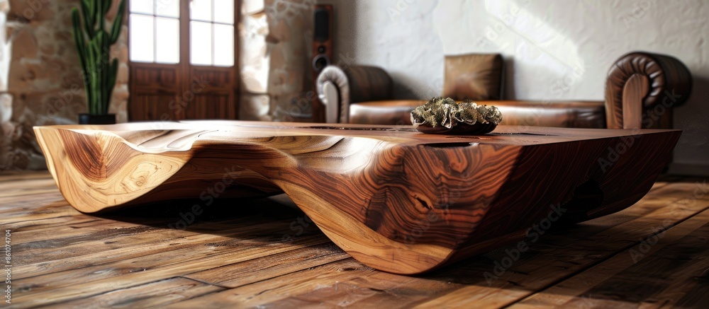 Poster wood furniture guide. interior design. with copy space image. place for adding text or design