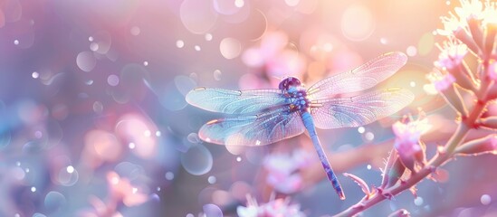 Obraz premium Dragonfly pastel background Abstract Flower. with copy space image. Place for adding text or design