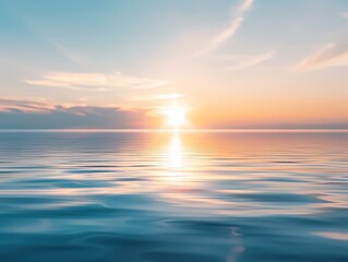 Fototapeta premium Serene Sunrise Over Choppy Ocean with Lens Flare Effect