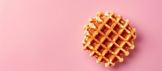 Crisp waffle Isolated on pastel background Waffle   . with copy space image. Place for adding text or design
