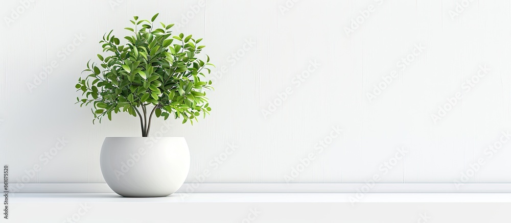 Leinwandbilder ornament fat plant in white clay pot on white background with empty blank space for text or work . with copy space image. Place for adding text or design