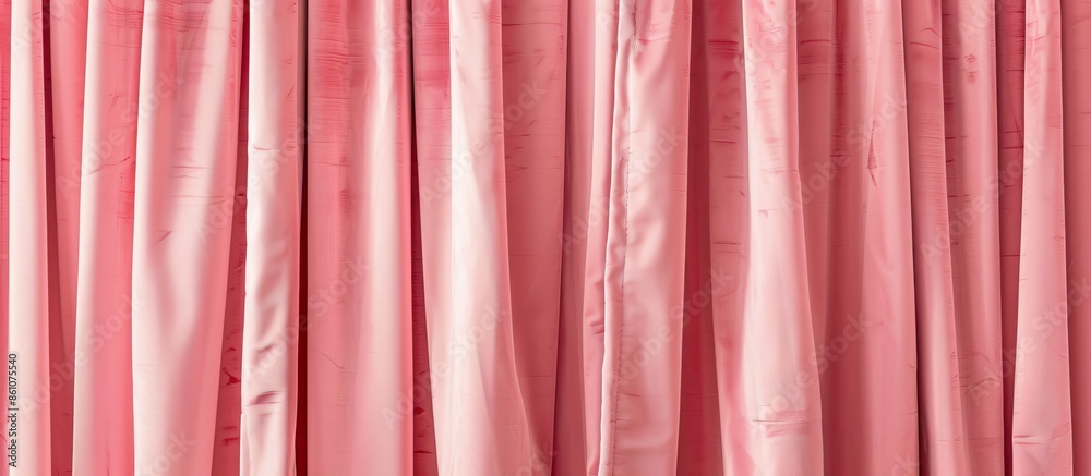 Leinwandbilder Pink curtains isolated on white background with clipping path. with copy space image. Place for adding text or design