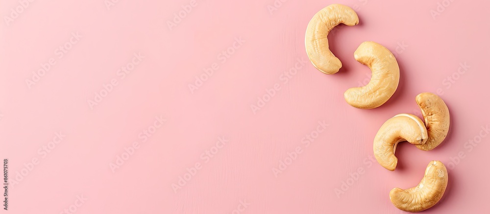 Aufkleber tasty organic cashew nut isolated on pastel background. with copy space image. place for adding text