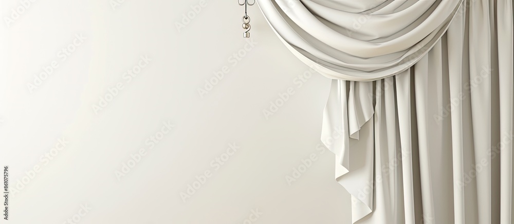 Aufkleber Hanging curtains with hooks. with copy space image. Place for adding text or design