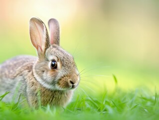 Fototapeta premium Young Rabbit on a Green Lawn