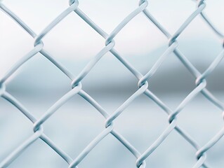 Fototapeta premium Close-up Perspective of White Diamond Chain Link Fence