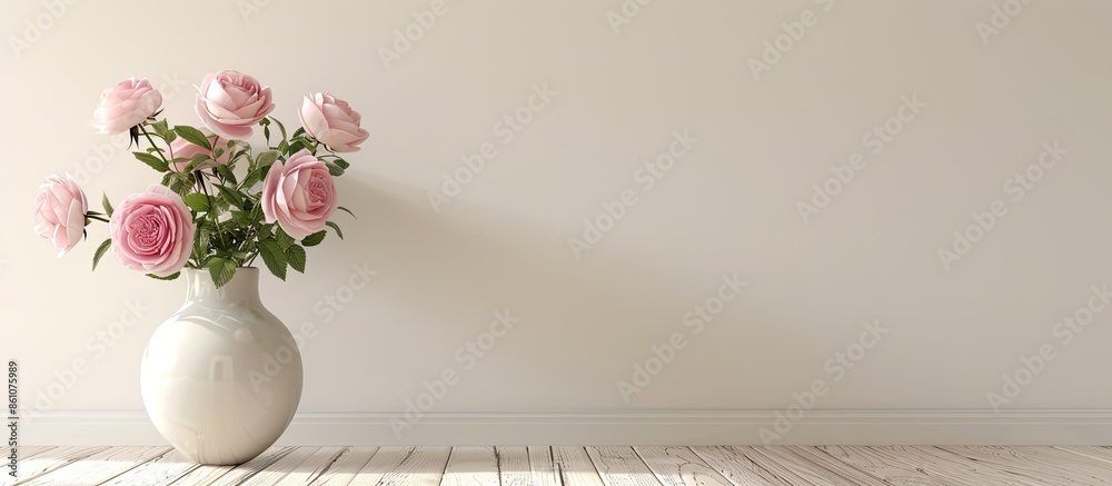 Leinwandbilder a vase with roses in the room. with copy space image. place for adding text or design
