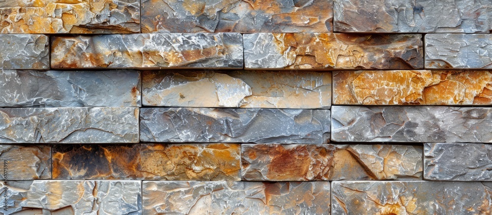 Aufkleber texture of marble facing bricks chipped close-up background. with copy space image. Place for adding text or design