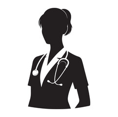 Female doctor silhouette vector illustration