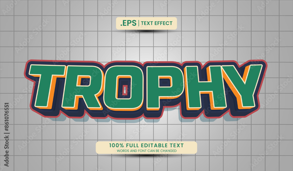 Canvas Prints design editable text effect, trophy 3d concept vector illustration