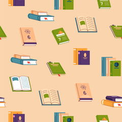 Seamless Books Pattern Vector Illustration