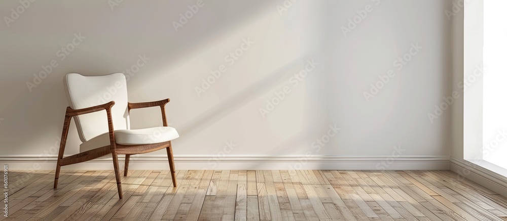 Poster chair furniture decoration on white wall. with copy space image. place for adding text or design