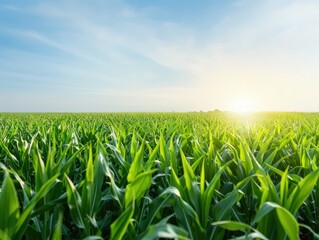 Obraz premium Vast Green Field Bathed in Sunlight