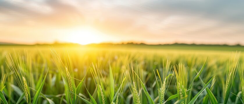 Sunrise Over Tall Grass Field - Serene Dawn Scene