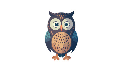 Colorful cartoon owl illustration with wide eyes and brown feathers, perfect for children's books, educational materials, and playful designs. Isolated on transparent background.