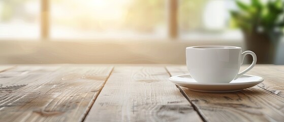 Serene Coffee Break Scene on Wooden Table