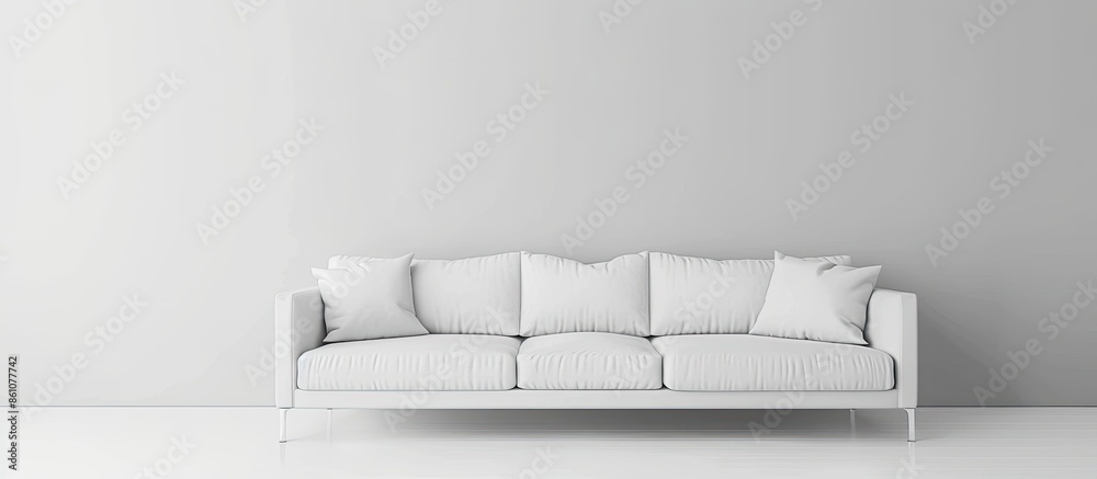 Poster modern white suede couch sofa isolated on white background. with copy space image. place for adding 