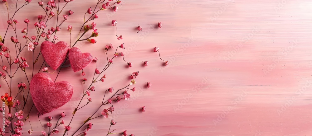 Poster valentines day heart shaped decoration background. with copy space image. place for adding text or d