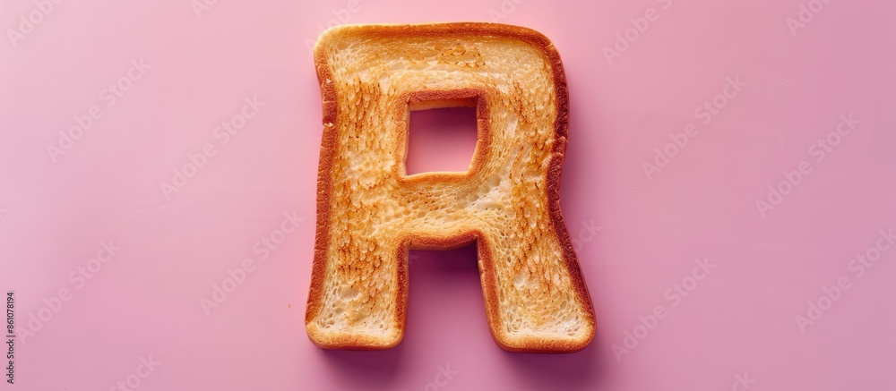 Fototapete isolated Letter of Toast alphabet isolated on pastel background. with copy space image. Place for adding text or design