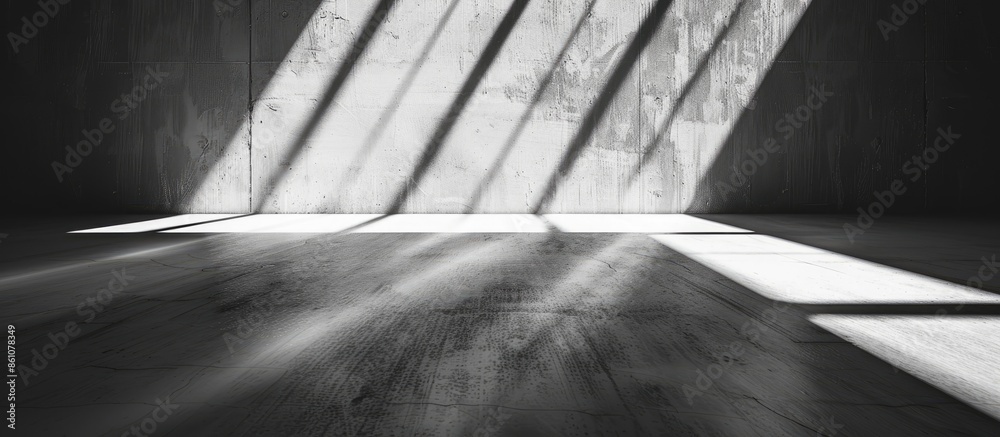 Leinwandbilder shadow floor. abstract light, black shadow overlay from window on white texture wall. sunlight archi