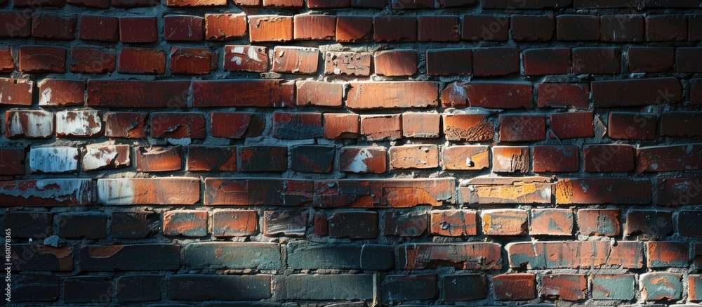 Poster Light and shadow on brick wall. with copy space image. Place for adding text or design