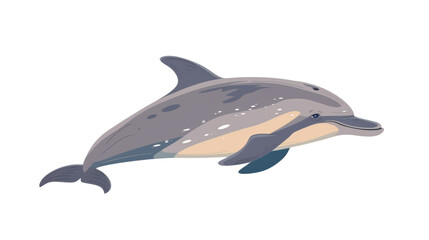 Obraz premium Illustration of a playful dolphin leaping out of the water, showcasing its grace and agility in the blue ocean. Isolated on transparent background.